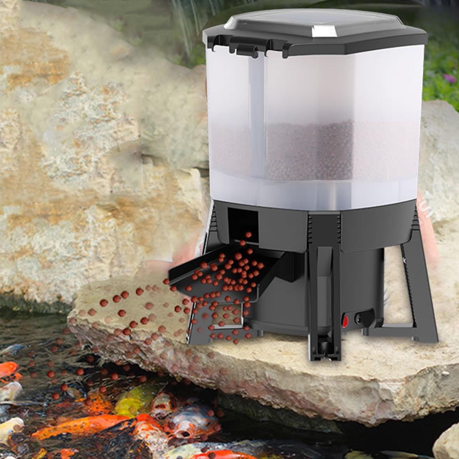Aquarium Fish Feeder Automatic - เครื่องให้อาหารปลาอัตโนมัติพลังงานแสงอาทิตย์แบบปรับได้ 6 ลิตร พร้อมตัวตั้งเวลา สำหรับบ่อปลา บ่อปลาคาร์ฟ