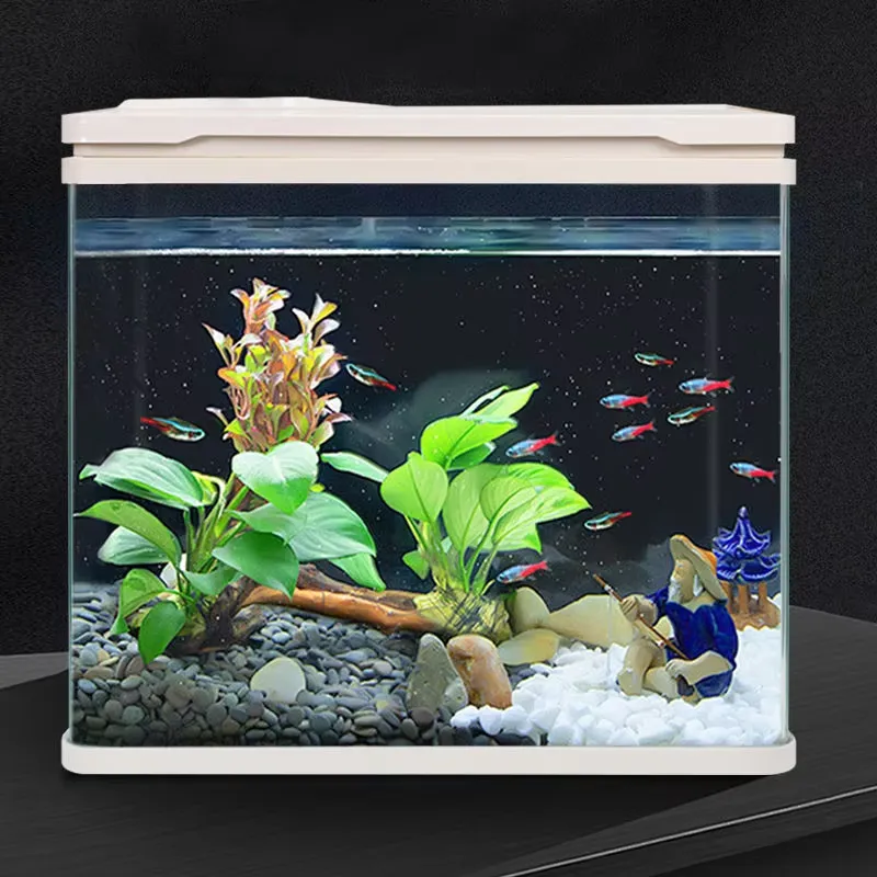 Aquarium Fish Glass - ตู้ปลาตั้งโต๊ะอเนกประสงค์ Relaxlines พร้อมไฟ ระบบกรองน้ำ ปั๊มน้ำ และตู้ปลากระจก
