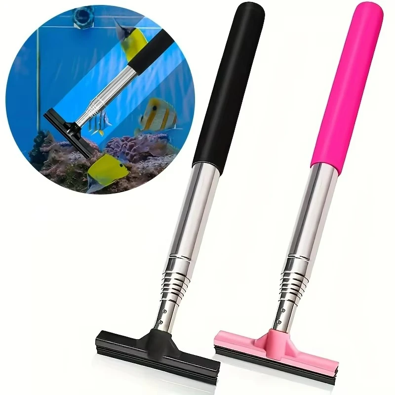 Algae Scraper Blade - Telescopic Aquarium Scraper แปรง,เครื่องมืออเนกประสงค์สําหรับทําความสะอาดพิพิธภัณฑ์สัตว์น้ํา,สําหรับถอดสาหร่ายและเศษซาก,เครื่องมือทําความสะอาดตู้ปลา