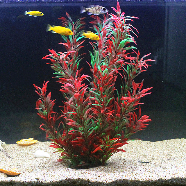 Aquarium Fish Land - 50 ซม.ถังปลาประดิษฐ์พืชหายากAquariumปลอมไม้ไผ่น้ําหญ้าพลาสติกสีม่วงสีเขียวหญ้าน้ําภูมิทัศน์Decor