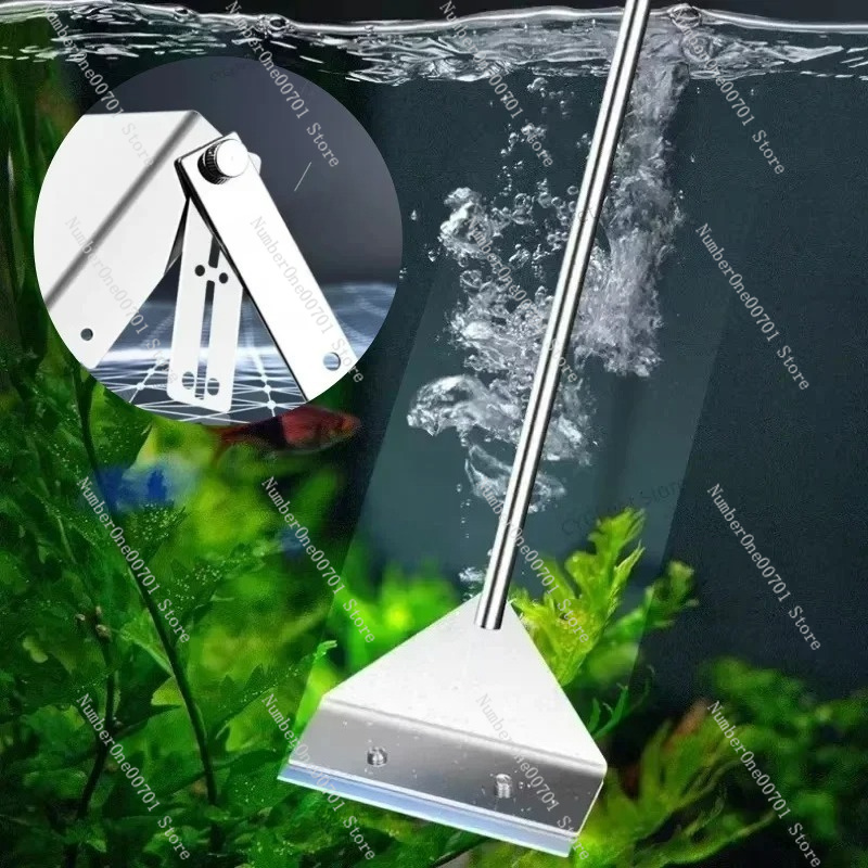 Aquarium Fish Glass - เครื่องมือทำความสะอาดตู้ปลา กำจัดตะไคร่น้ำแบบแบน ใช้ได้สองแบบ ที่ขูดกำจัดตะไคร่น้ำบนกระจก เครื่องมือทำความสะอาดในครัวเรือน สำหรับตู้ปลา