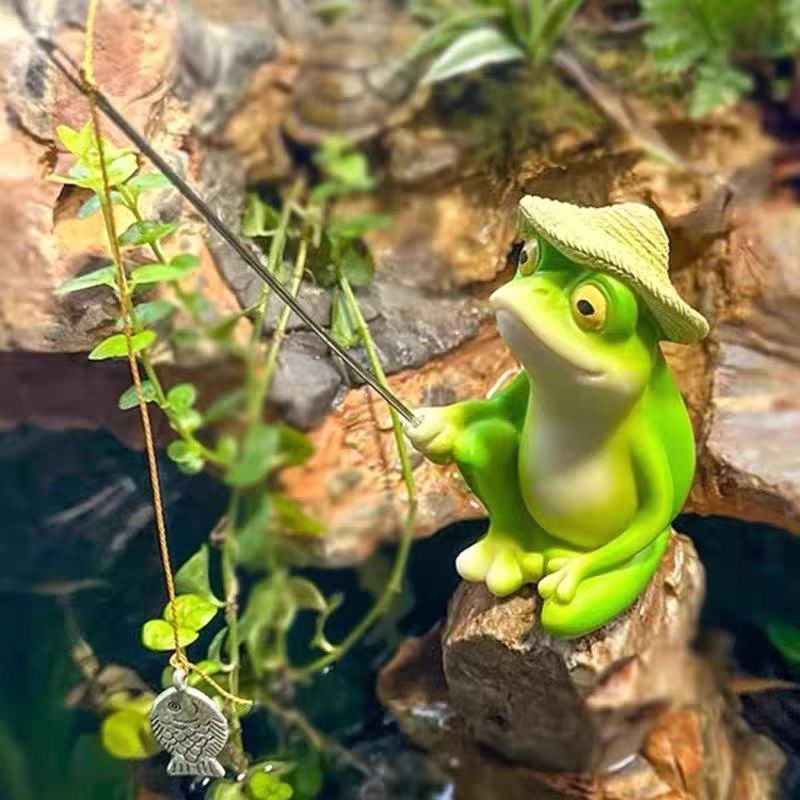 ตุ๊กตากบเรซิ่นการ์ตูน พร้อมใบไ - Aquarium Fish Land บทวิจารณ์และราคา